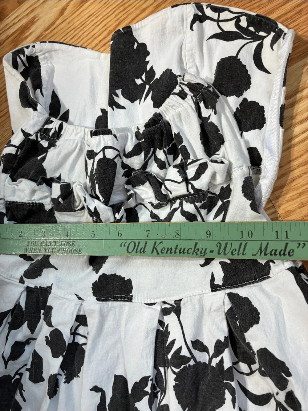 BOGO FREE Black & White Floral Mini Dress With Flare Skirt- 100% Cotton- Size-XS
